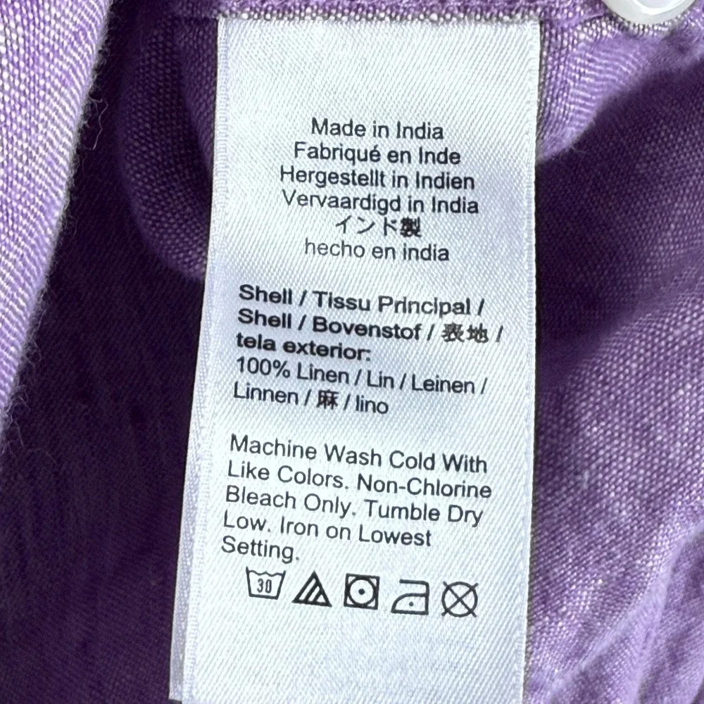 J. Crew‎ Mens L Irish Linen Button Down Shirt Purple Classic Fit Long Sleeve